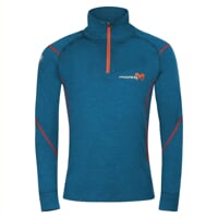 MW NRZ mens zip neck merino T-shirt blue melange
