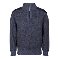LOFOTEN pánsky sveter s krátkym zipsom tm. modrý melír