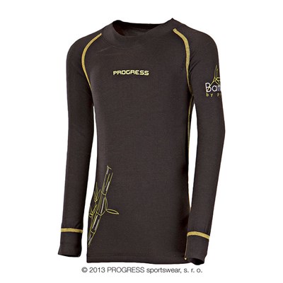 E NDRD kids bamboo long sleeve T-shirt black/yellow sew.