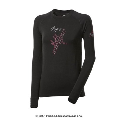 E NDRZ ladies bamboo long sleeve T-shirt black/purple sew.