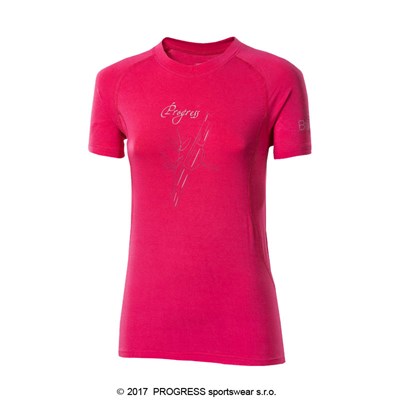 E NKRZ ladies bamboo short sleeve T-shirt black/purple sew.