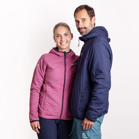 HESTIE reversible women's jacket with merino blackened blue/red violet