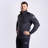 LOFOTEN pánský svetr s krátkým zipem černý melír
