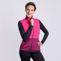 TARJA VEST women's hybrid vest with merino fuchsia/boysenberry/blackened blue