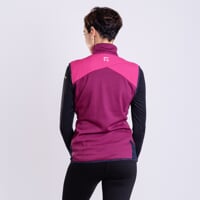 TARJA VEST women's hybrid vest with merino fuchsia/boysenberry/blackened blue