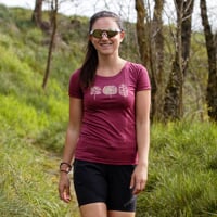VINKA "TREES" women's merino T-shirt wine red melange
