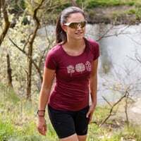 VINKA "TREES" women's merino T-shirt wine red melange